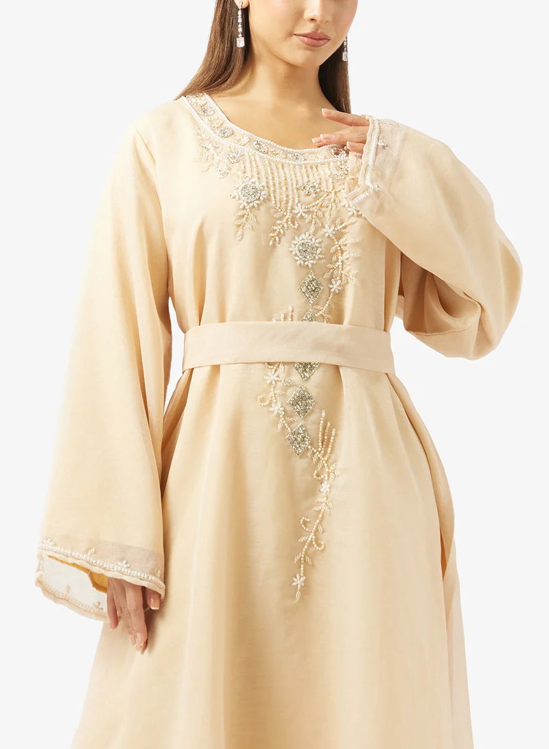 hayas closet  Embellished Belted Jalabiya for Women | Best Price UAE